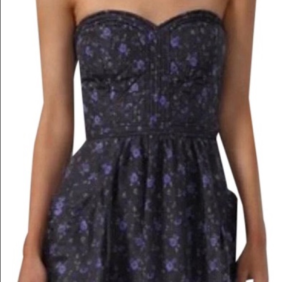 Rebecca Taylor silk floral strapless mini dress size 2 - Picture 3 of 14